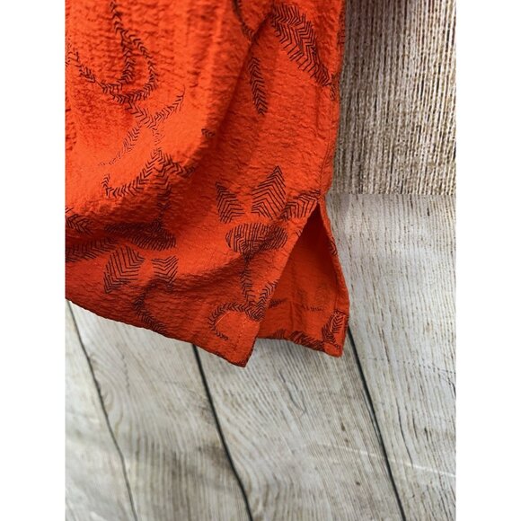 NWT Ali Miles Tunic Wearable Art XL Orange Black Abstract Crinkle Artsy Boho - Picture 4 of 7